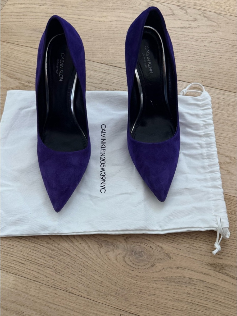 Calvin Klein Deep Purple Suede Pointed-Toe Pumps